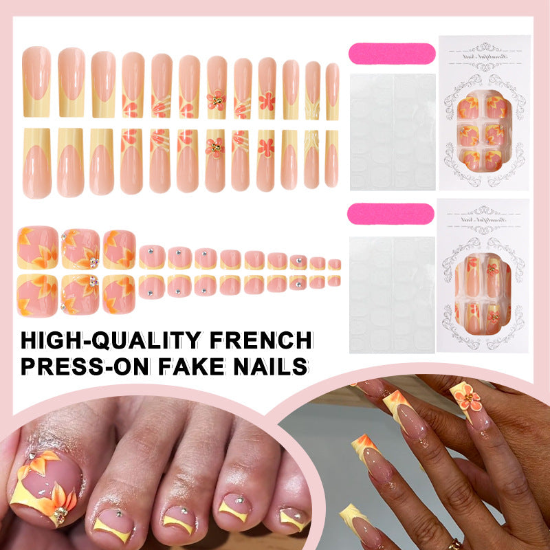 French-Inspired Floral Press-On Nail Set Stornfield