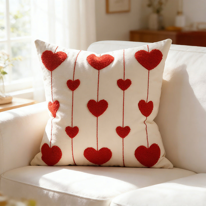 Embroidered Tufted LOVE Botanical Accent Pillow Cover