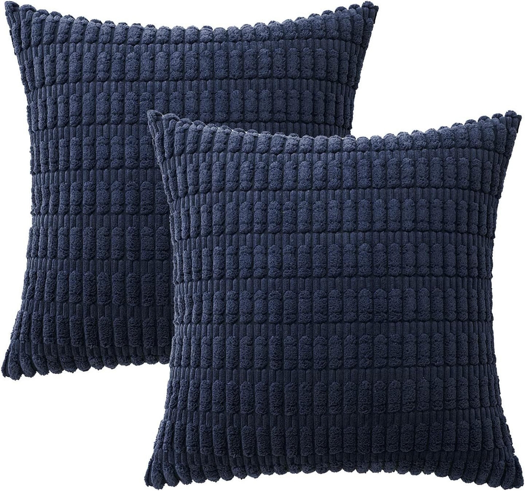 Textured Chenille Square Throw Pillow Cover Pair with Raised Grid Tufting