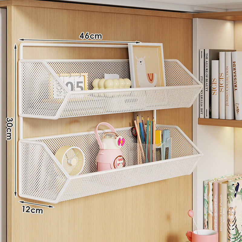 Mesh Hanging Wall Storage Basket Shelf with Over-Cabinet Hook and Ventilated Steel Design