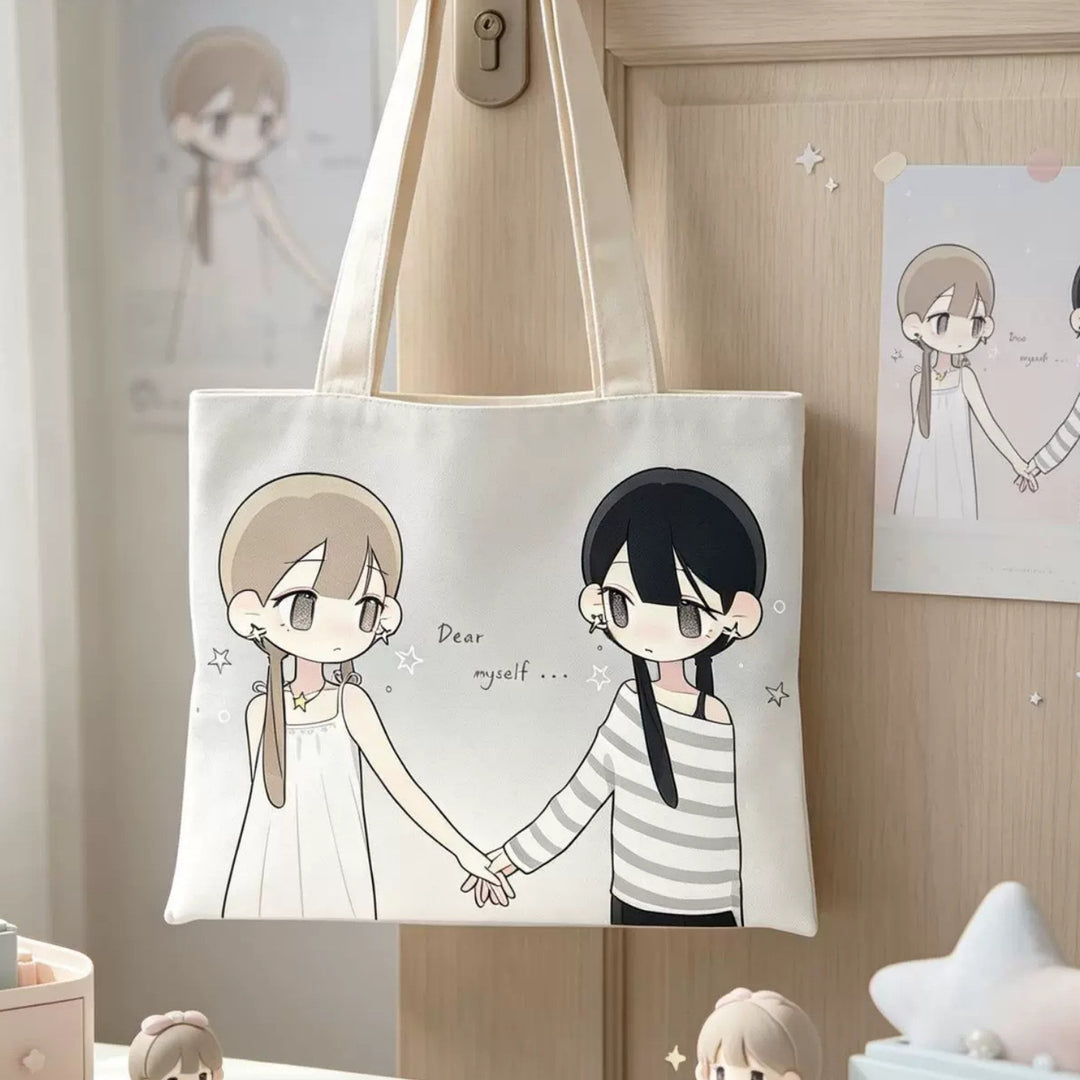 Artistic Illustrated Canvas Tote Bag