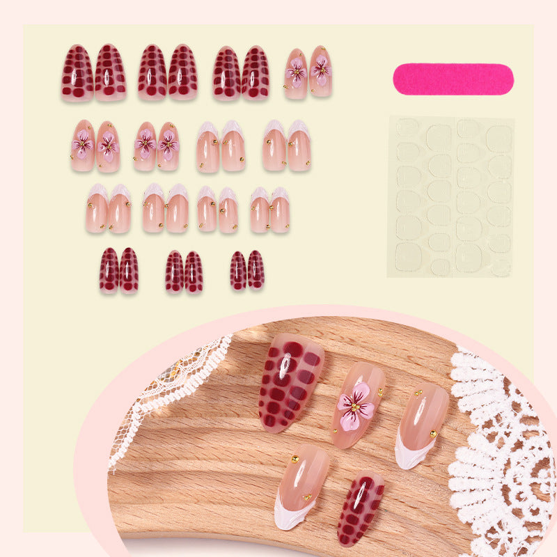 Artistic Press-On Nail Set with Floral and Leopard Designs Stornfield