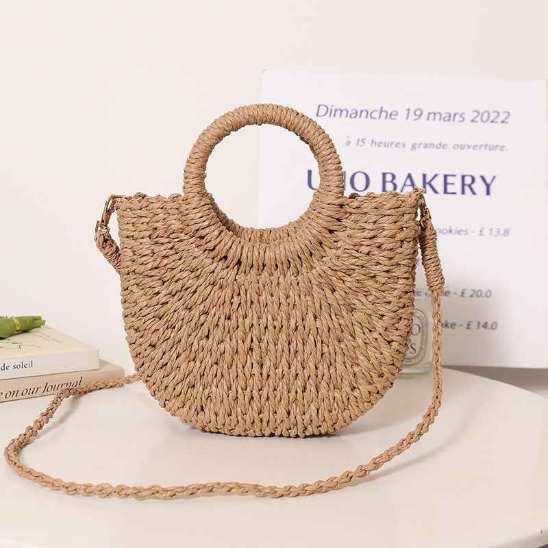 Trendy Bast Bag with Round Handle and Textured Design Stornfield