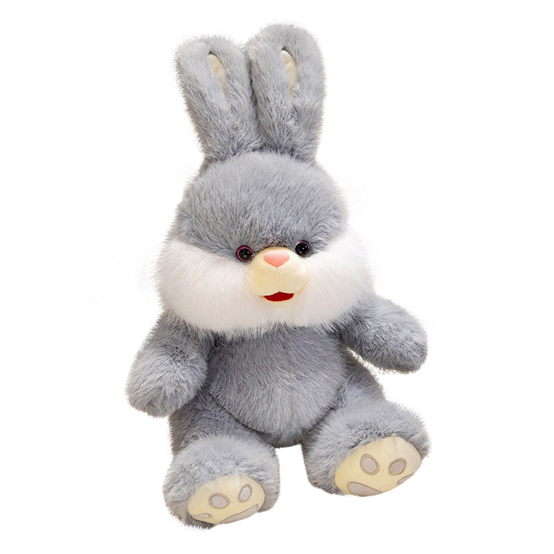 Plush Bunny Sitting Cuddle Companion with Fluffy Cheek Ruffs & Embroidered Paw Pads Stornfield