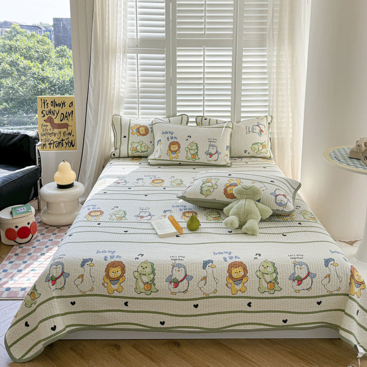 Lightweight Quilted Cotton Bedspread and Mattress Coverlet Set