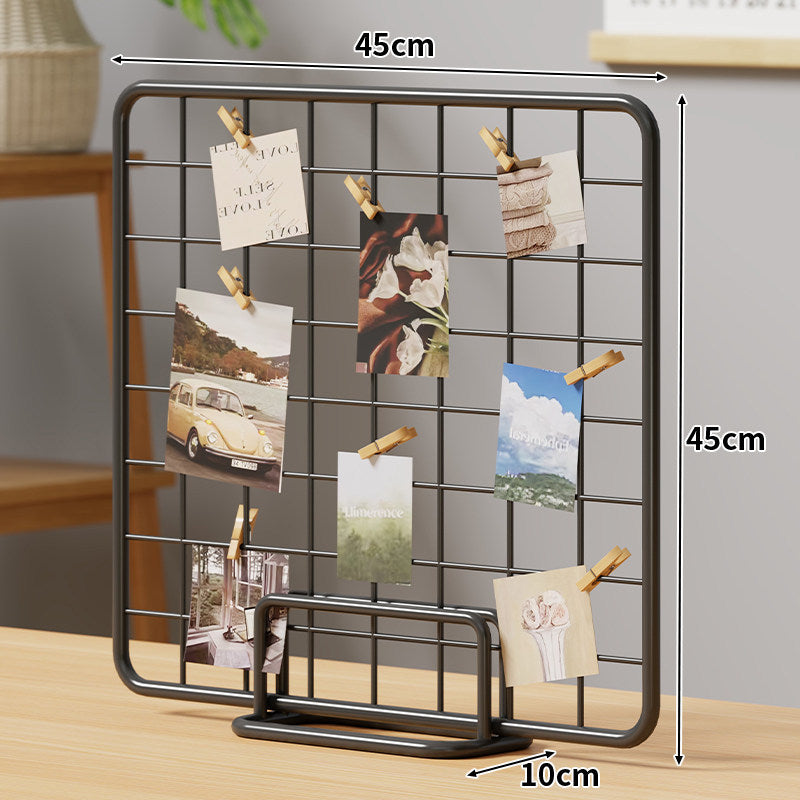 Desktop Wire Photo Grid Display with Stand and Mini Clips
