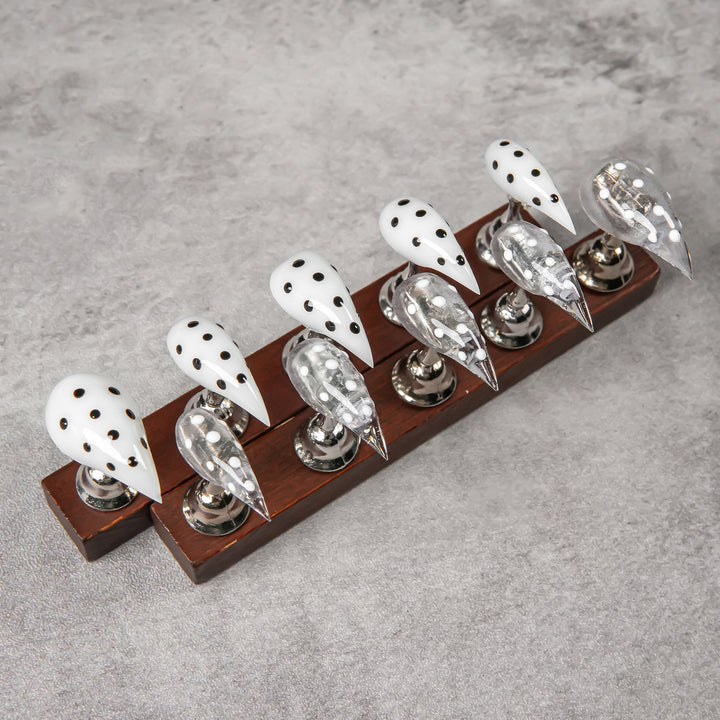 Artistic Stiletto Press-On Nail Set with Polka Dot Design