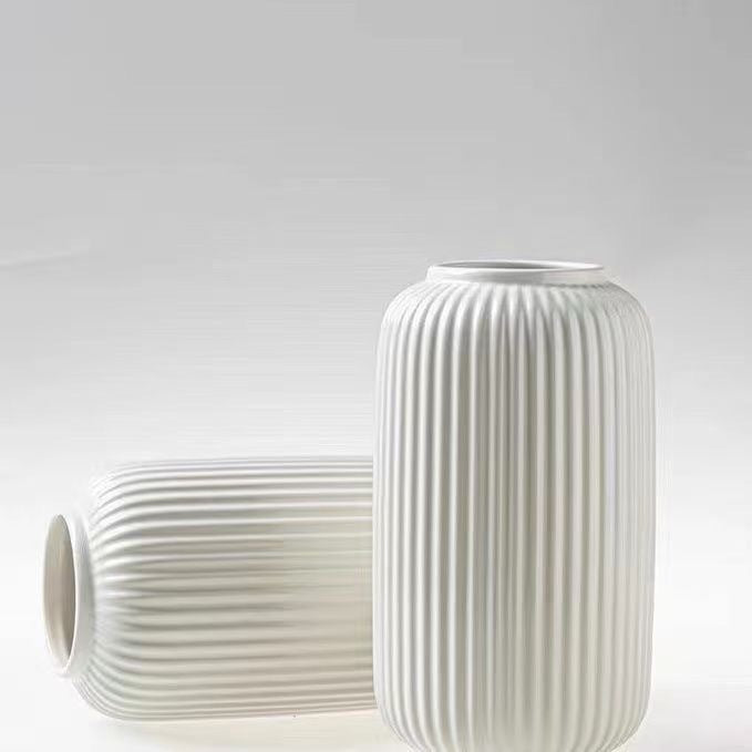 Elegant Vertical Ribbed Ceramic Vase Stornfeild