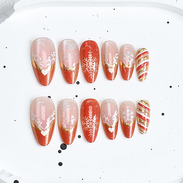 Artistic Press-On Nail Set with Cherry Blossom Design Stornfield