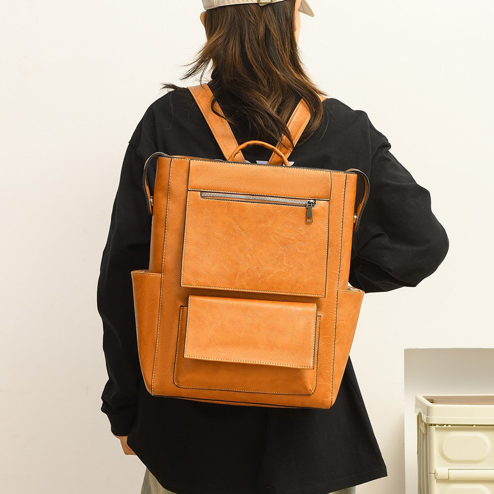 Multi-Pocket Genuine Leather Backpack Stornfield