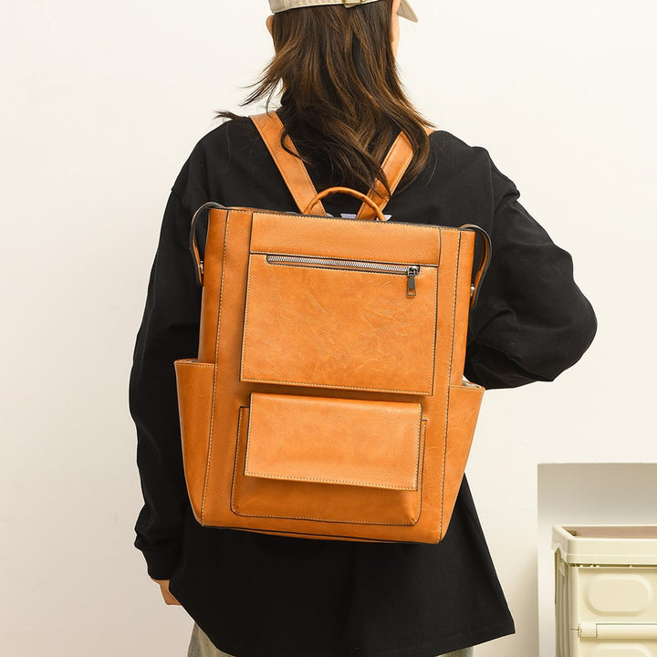 Multi-Pocket Genuine Leather Backpack Stornfield