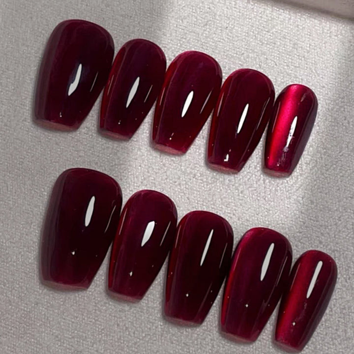 Glossy Deep Red Press-On Nails Stornfield