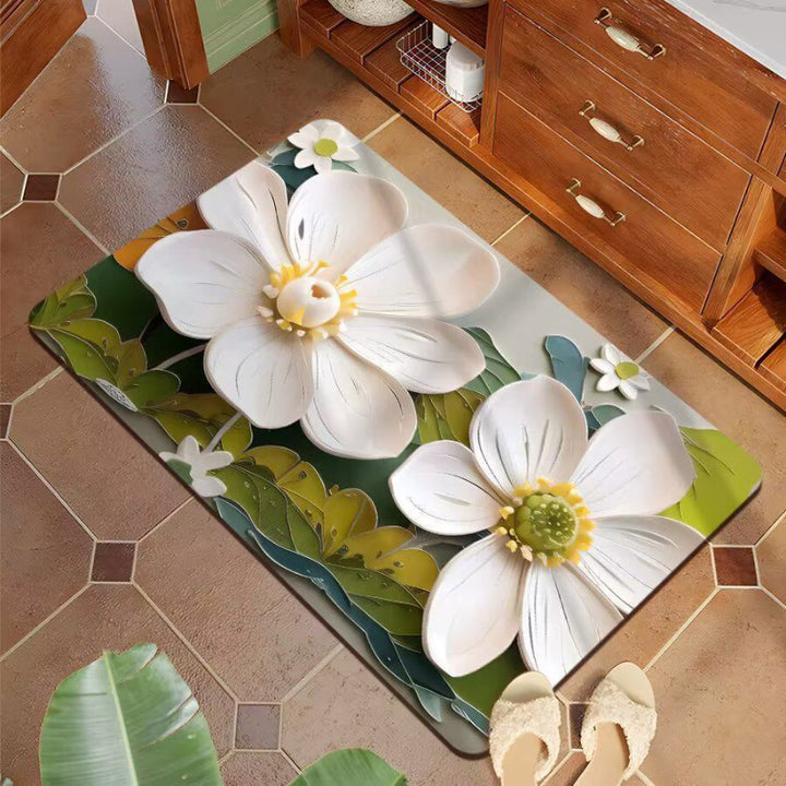 Floral Design Plush Bath Mat