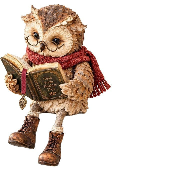 Decorative owl with book and scarf Stornfield