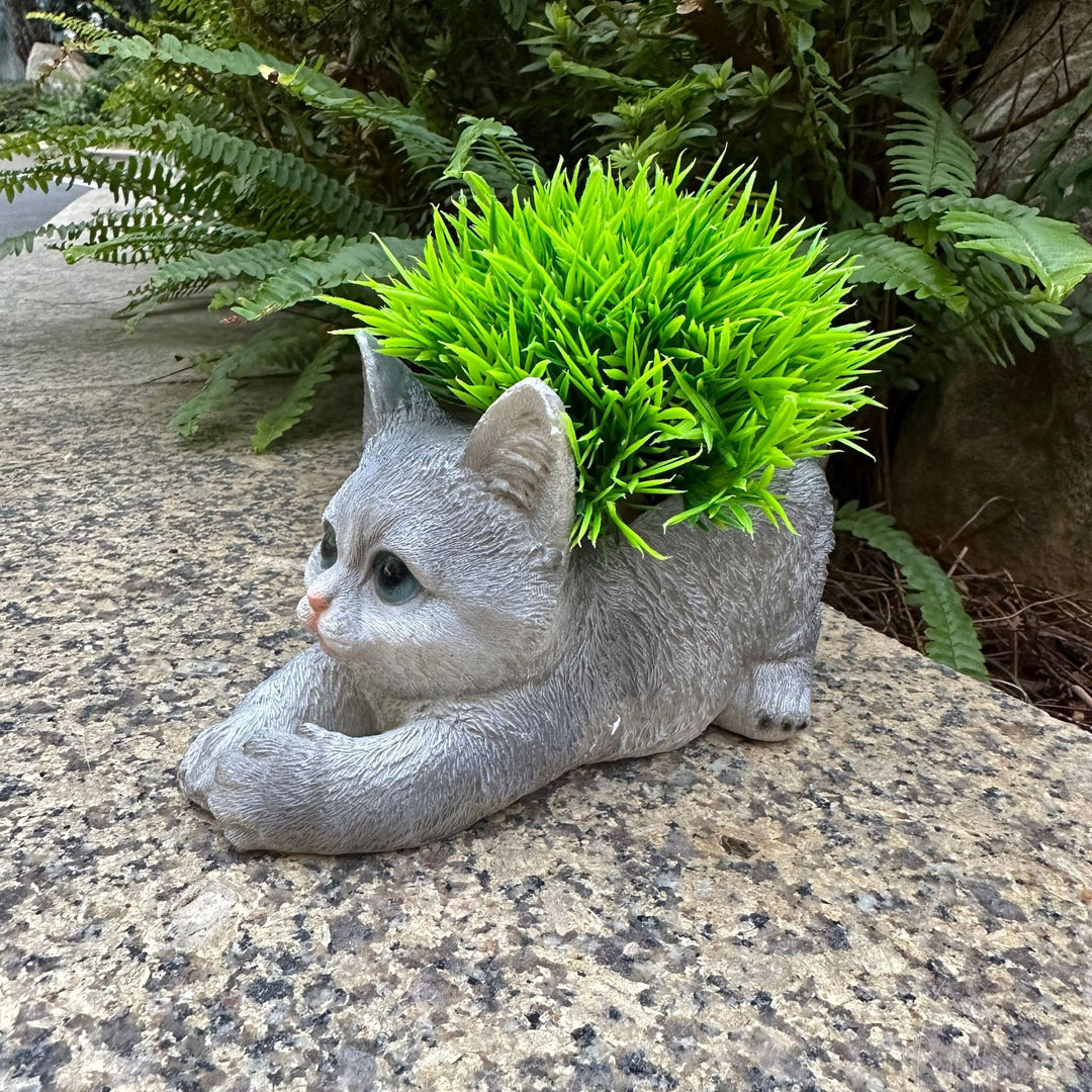 Decorative cat with plant pot Stornfield