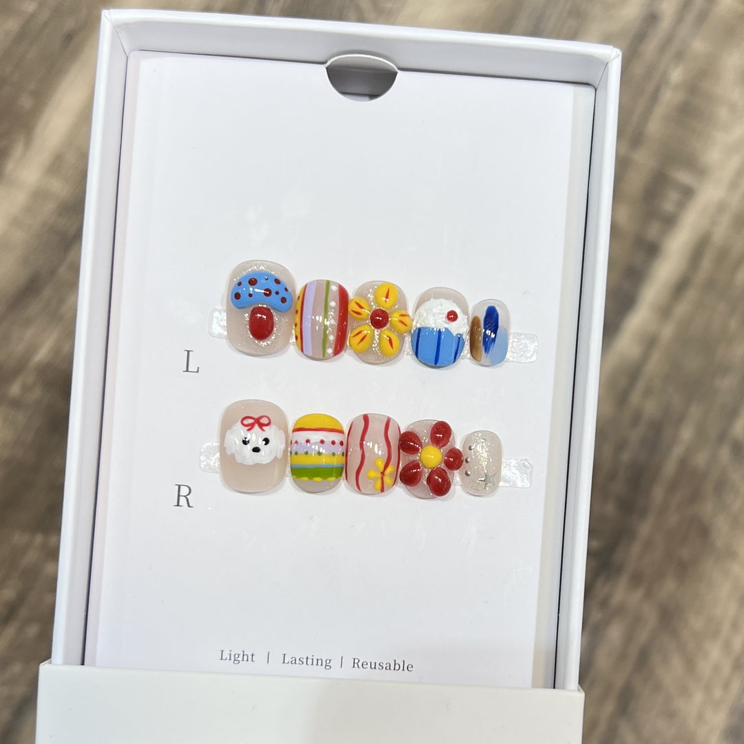 Decorative Press-On Nail Art Set with Fun and Whimsical Designs Stornfield