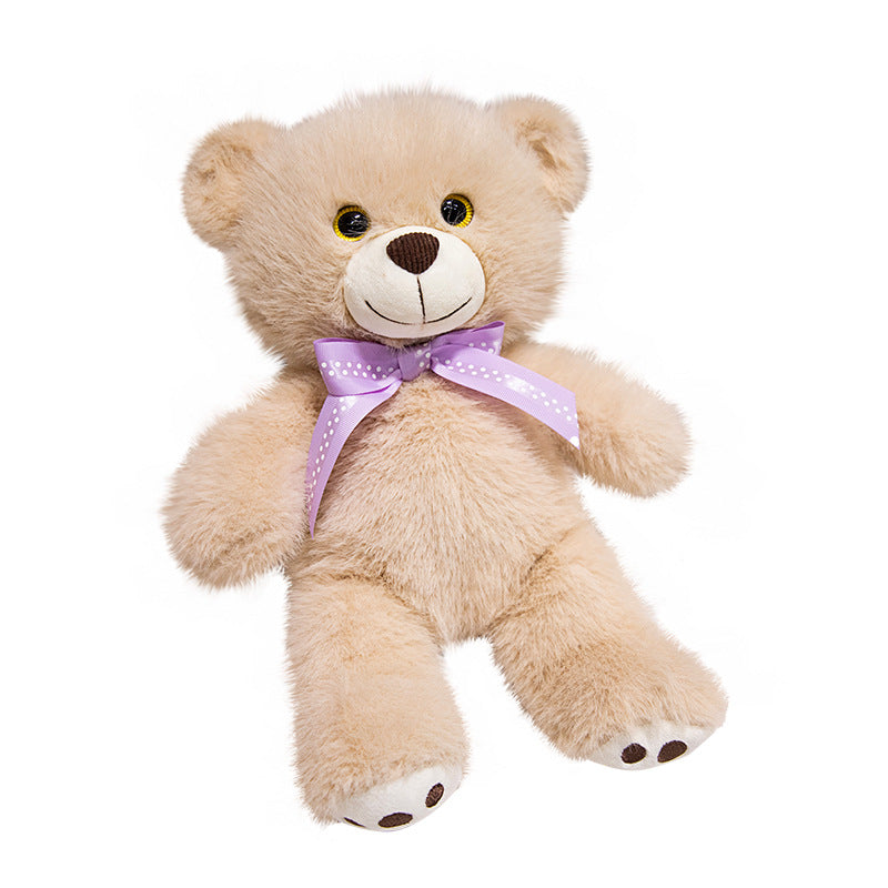 Deluxe Sitting Plush Teddy Bear Cuddler with Long-Pile Faux Fur, Embroidered Face & Satin Ribbon Stornfield