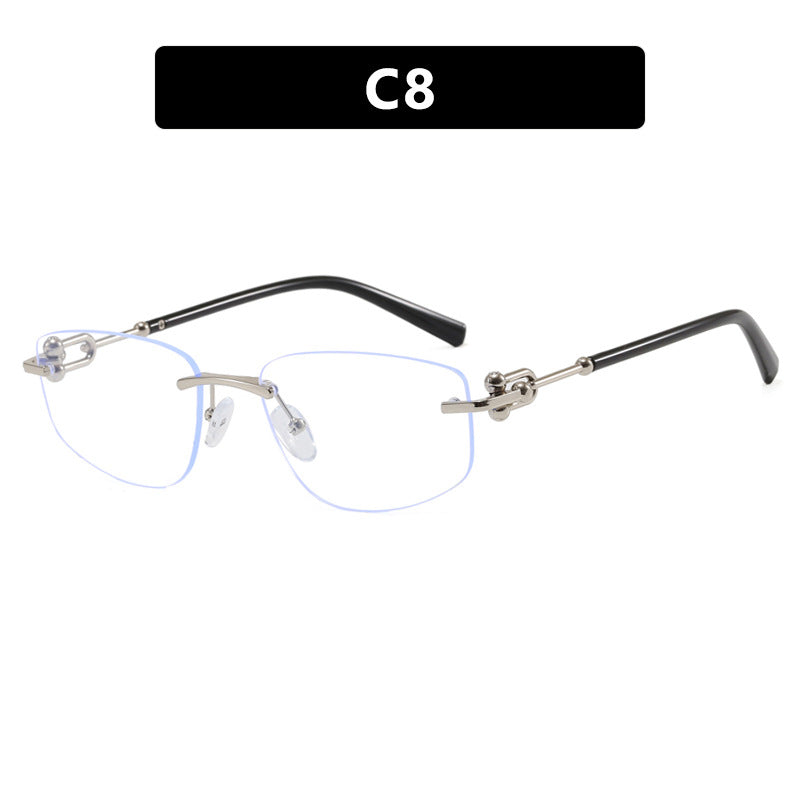 Ladies elegant semi-rimless glasses with luxurious metal frame and transparent lenses Stornfield