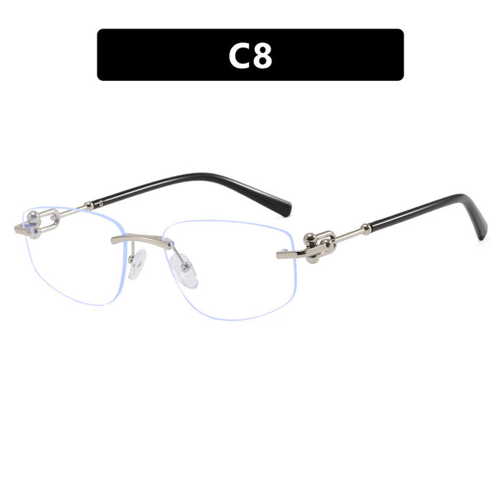 Ladies elegant semi-rimless glasses with luxurious metal frame and transparent lenses Stornfield