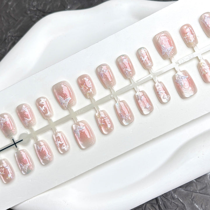 Decorative Butterfly-Embellished Press-On Nail Art Set