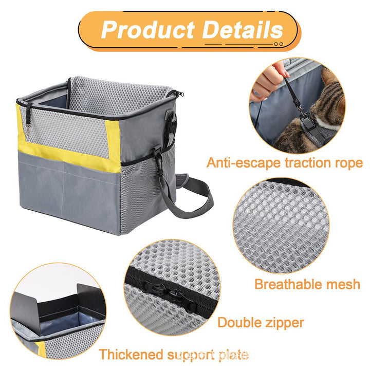 Padded Front Bicycle Pet Carrier Basket with Safety Leash and Reflective Trim Stornfield