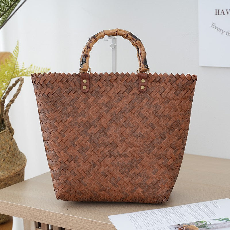 Bamboo Handle Bag Made of Braided Material Stornfield