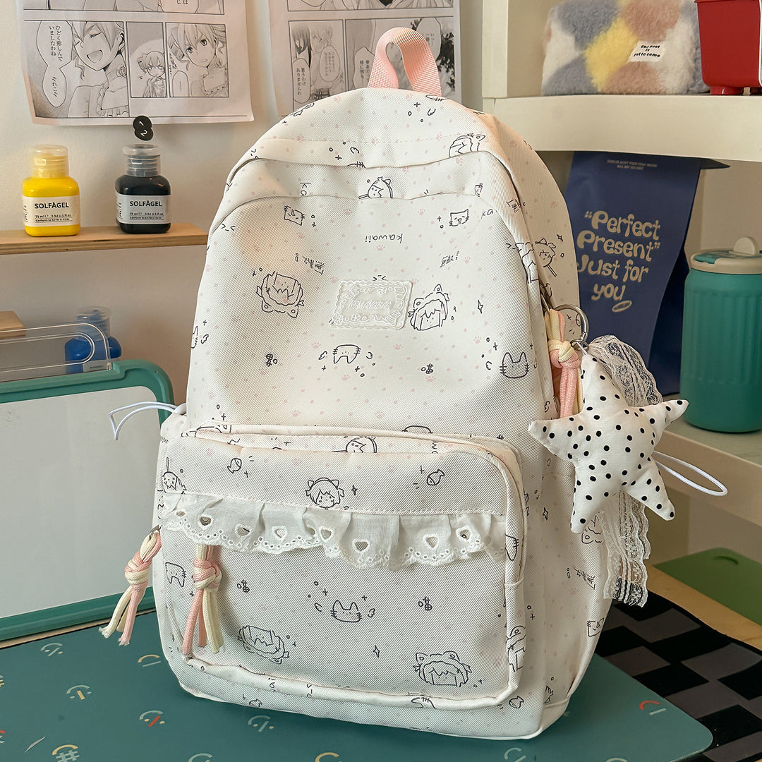 Whimsical Character Print School Backpack Stornfield