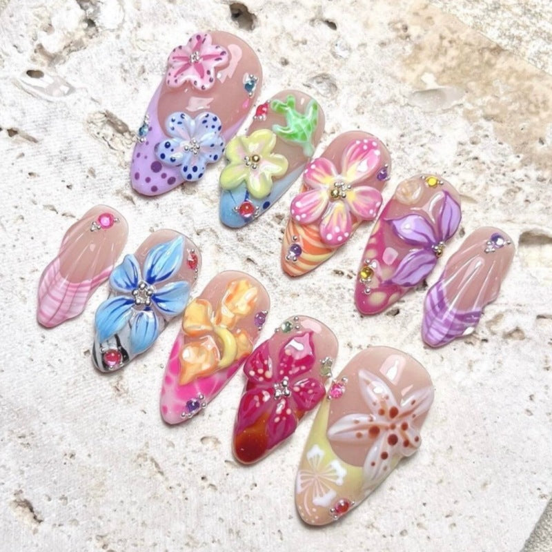 Creative Floral Embellished Press-On Nail Collection Stornfield