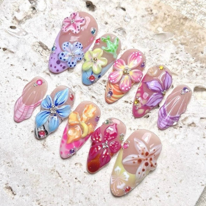 Creative Floral Embellished Press-On Nail Collection Stornfield