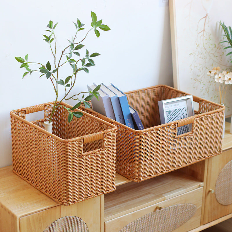 Handwoven Storage Basket with Cutout Handles Stornfield