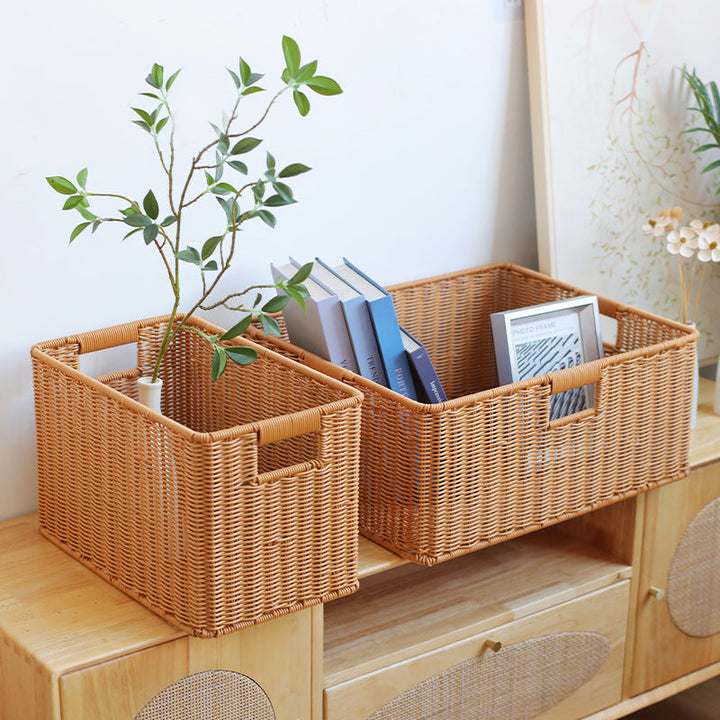 Handwoven Storage Basket with Cutout Handles Stornfield