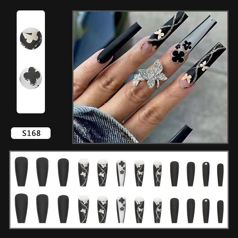 Art nail set with elegant butterfly and flower motifs Stornfield