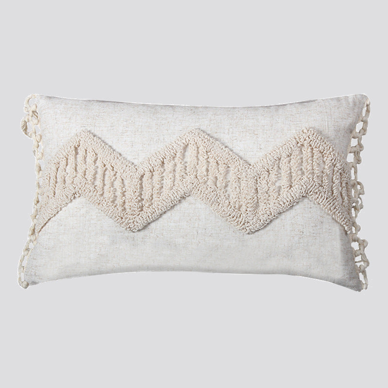 Decorative Tassel Embroidered Lumbar and Square Pillow Set