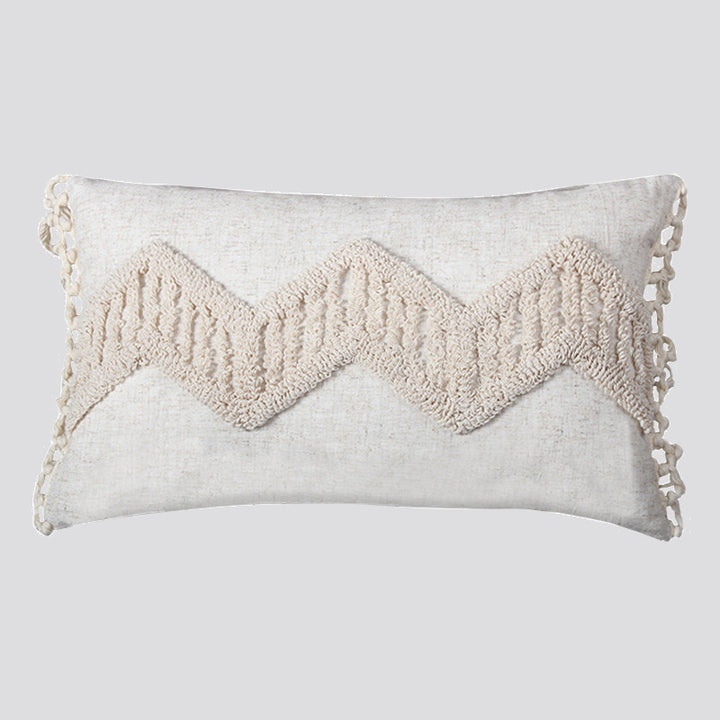 Decorative Tassel Embroidered Lumbar and Square Pillow Set