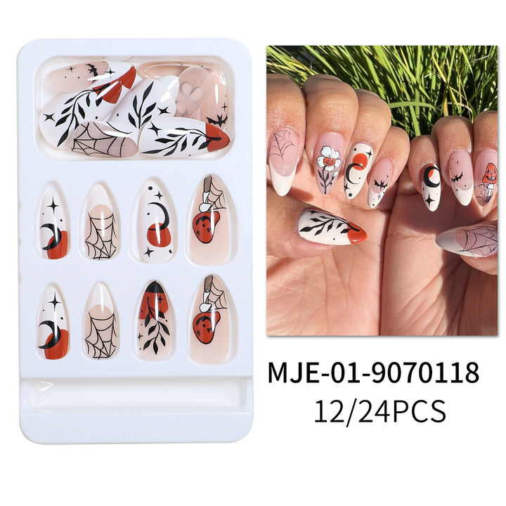 Artistic Halloween-Themed Press-On Nail Set Stornfield
