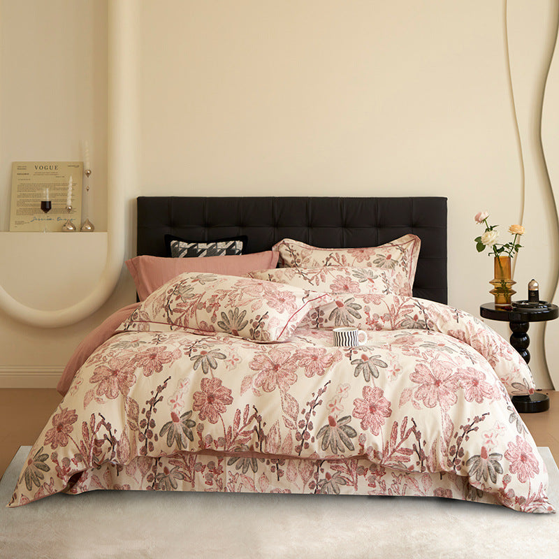 Luxury Cotton Sateen Geometric Duvet Cover Set with Pillowcases