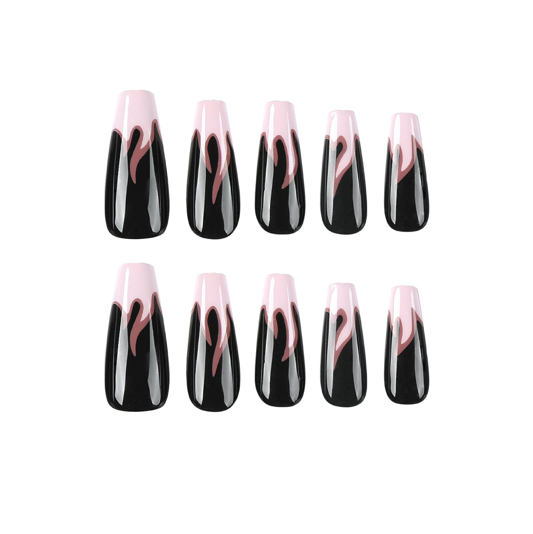 Artistic nail extensions with gradient and flame design Stornfield