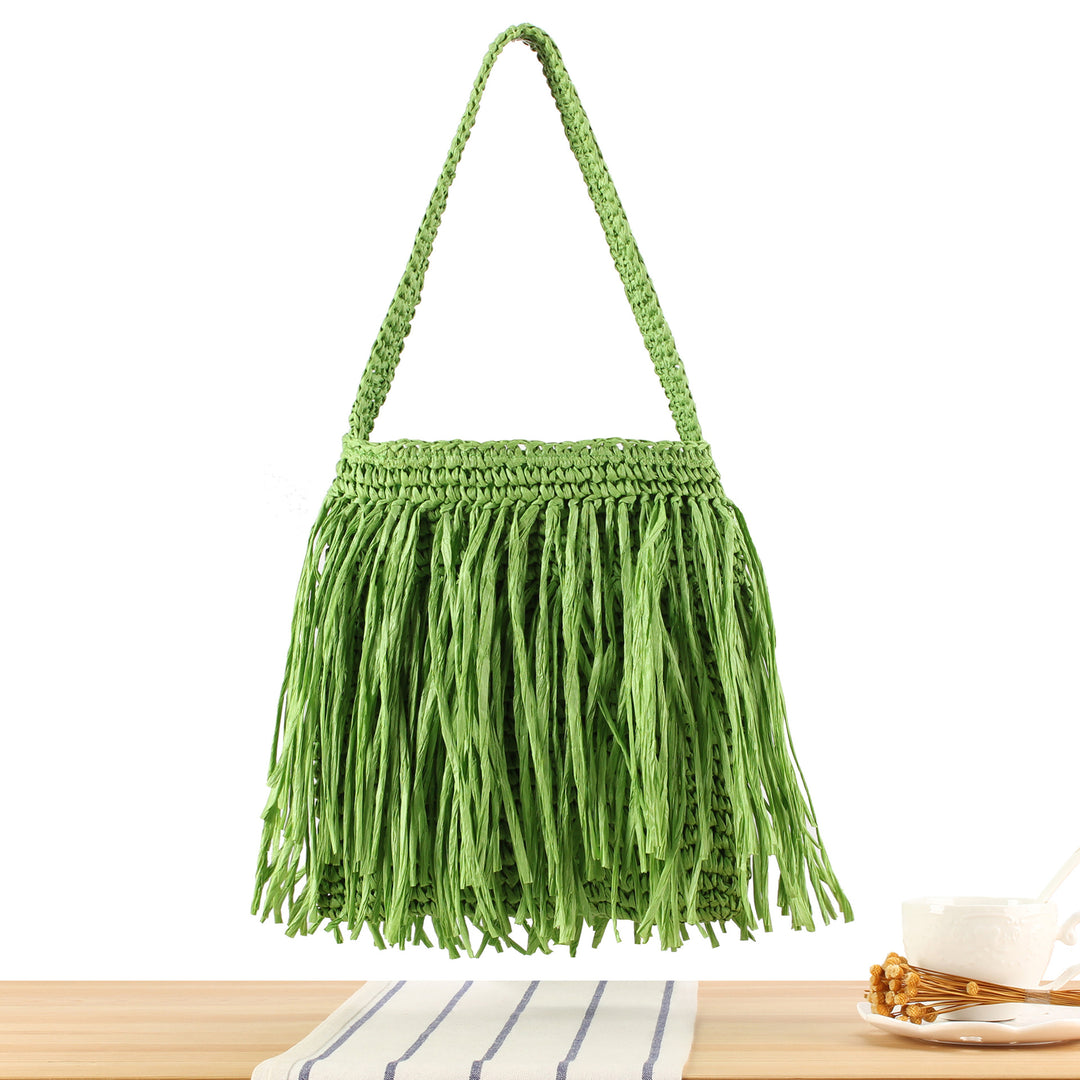 Braided summer handbag with fringed design Stornfield