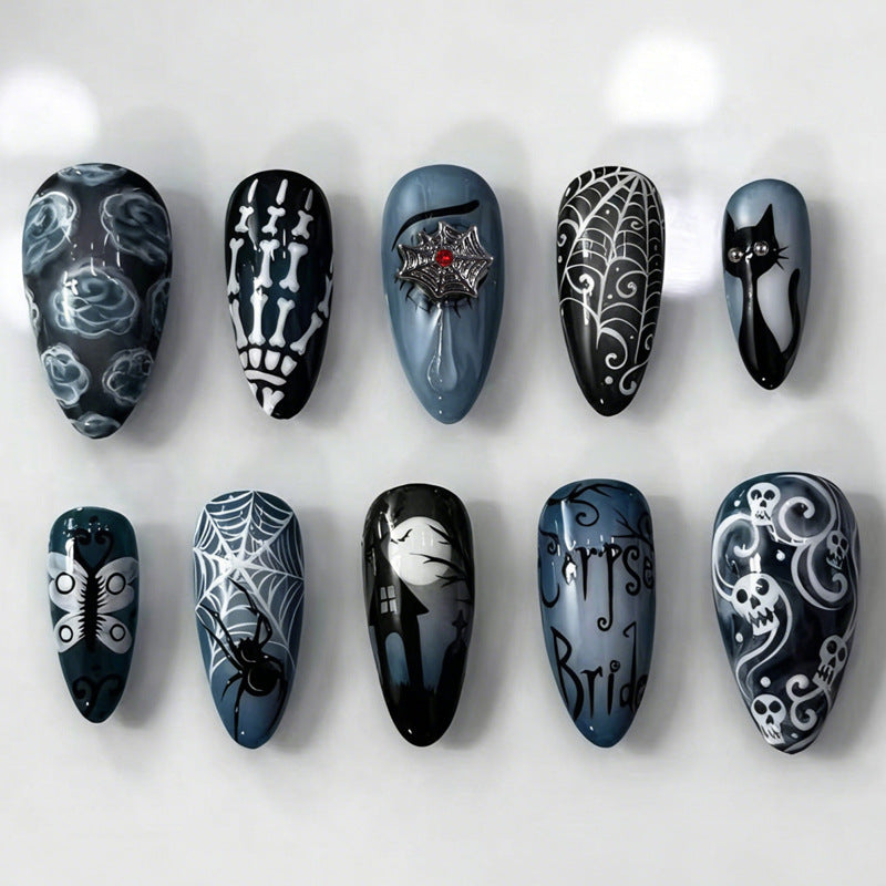 Halloween Artificial Nail Set with Unique Spooky Designs Stornfield