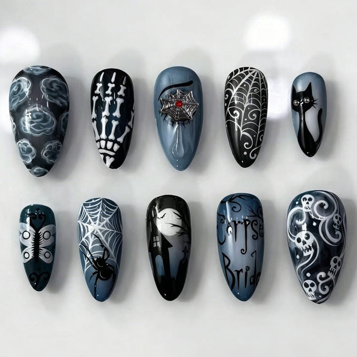 Halloween Artificial Nail Set with Unique Spooky Designs Stornfield
