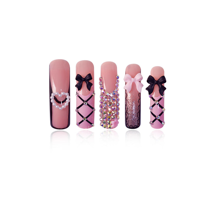 Luxury Nail Art Set with Rhinestone and Bow Accents Stornfield