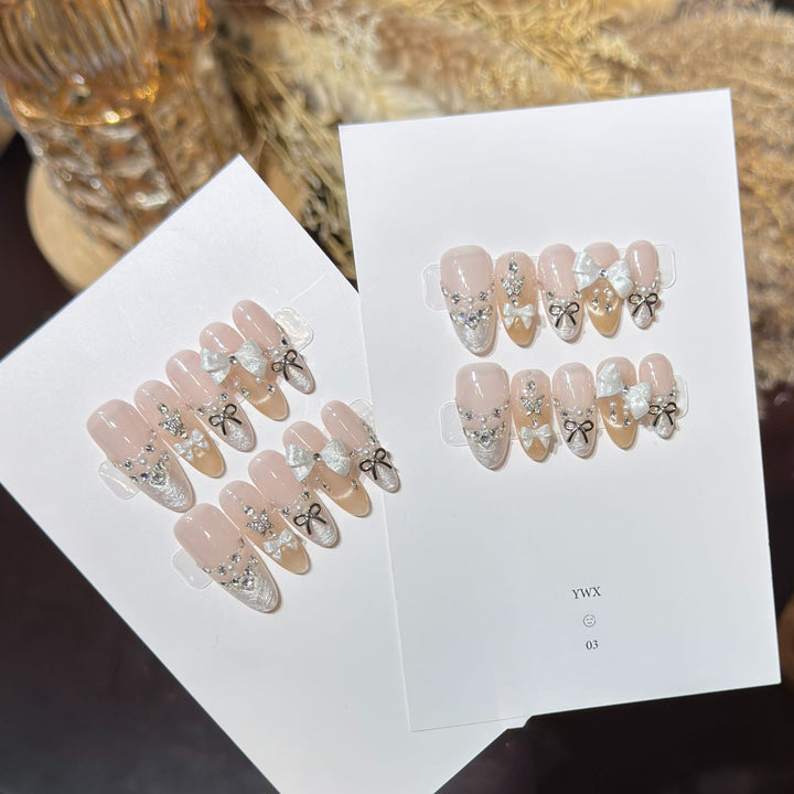 Glamorous Bow-Embellished Press-On Nail Art Set Stornfield