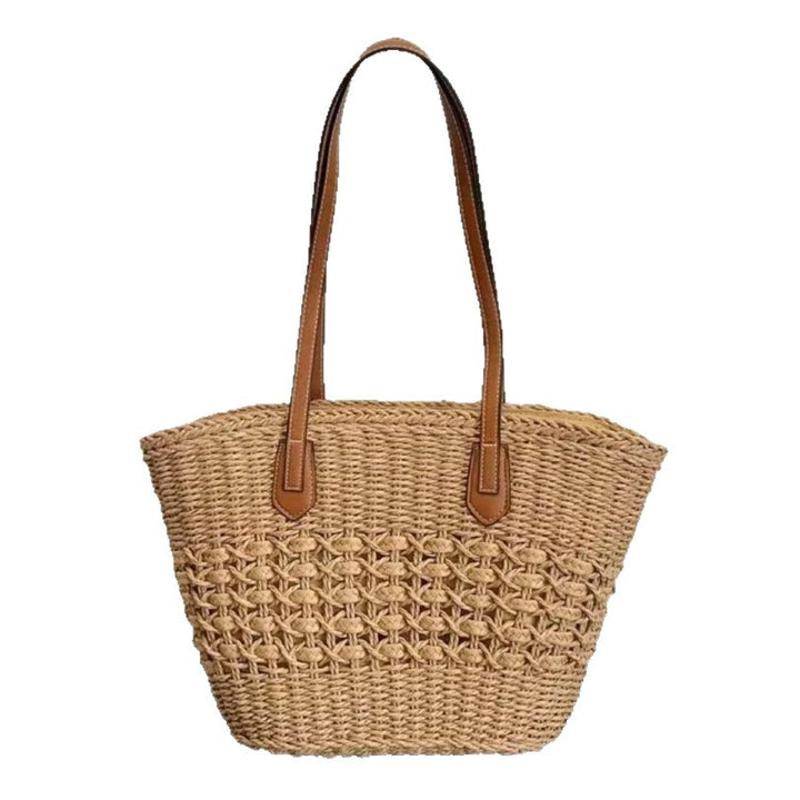Braided tote bag with leather accents Stornfield