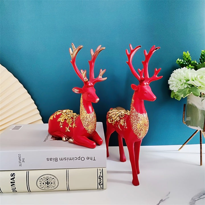 Artful decorative figure of a magnificent deer with floral details Stornfield