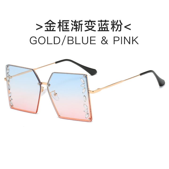 Women's futuristic sunglasses with striking hexagonal frame and high-quality glitter accents Stornfield