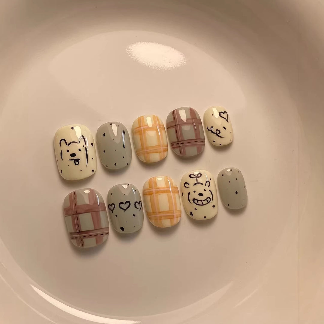 Whimsical Character-Themed Press-On Nail Art Set