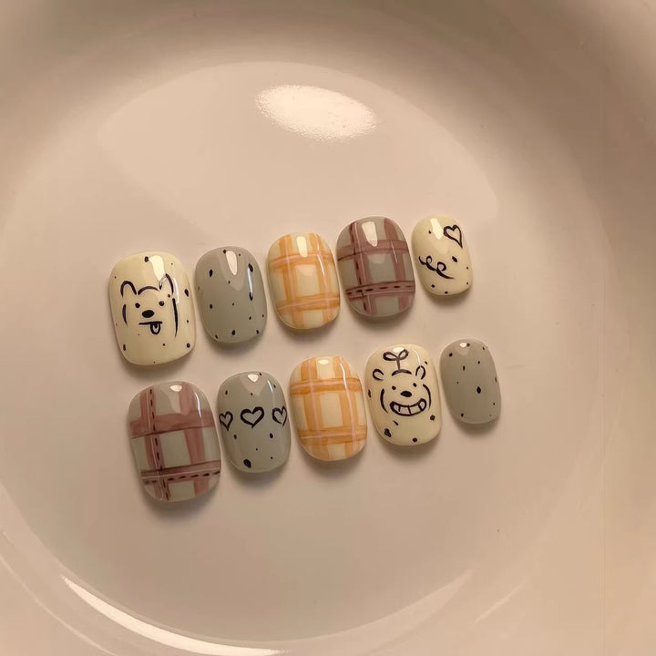Whimsical Character-Themed Press-On Nail Art Set