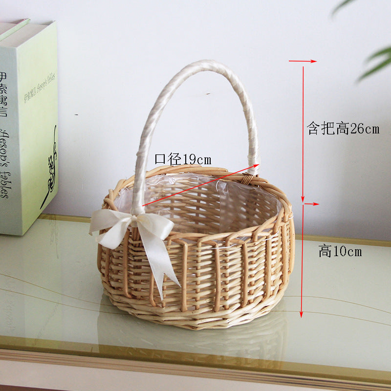 Ladies natural basket with decorative bow decoration Stornfield
