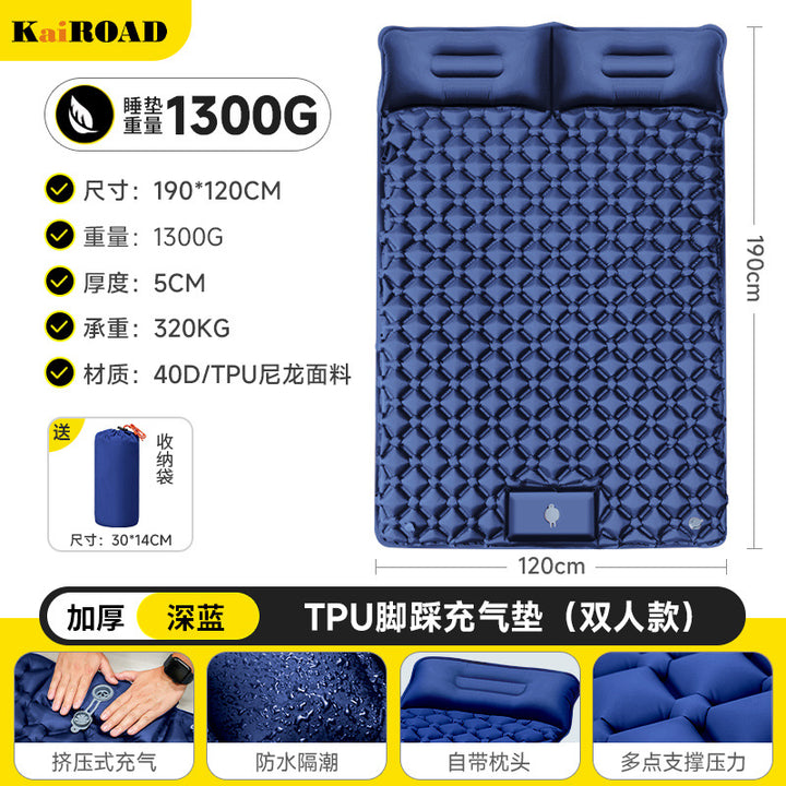 inflatable camping mat with integrated pillows and non-slip bottom Stornfield