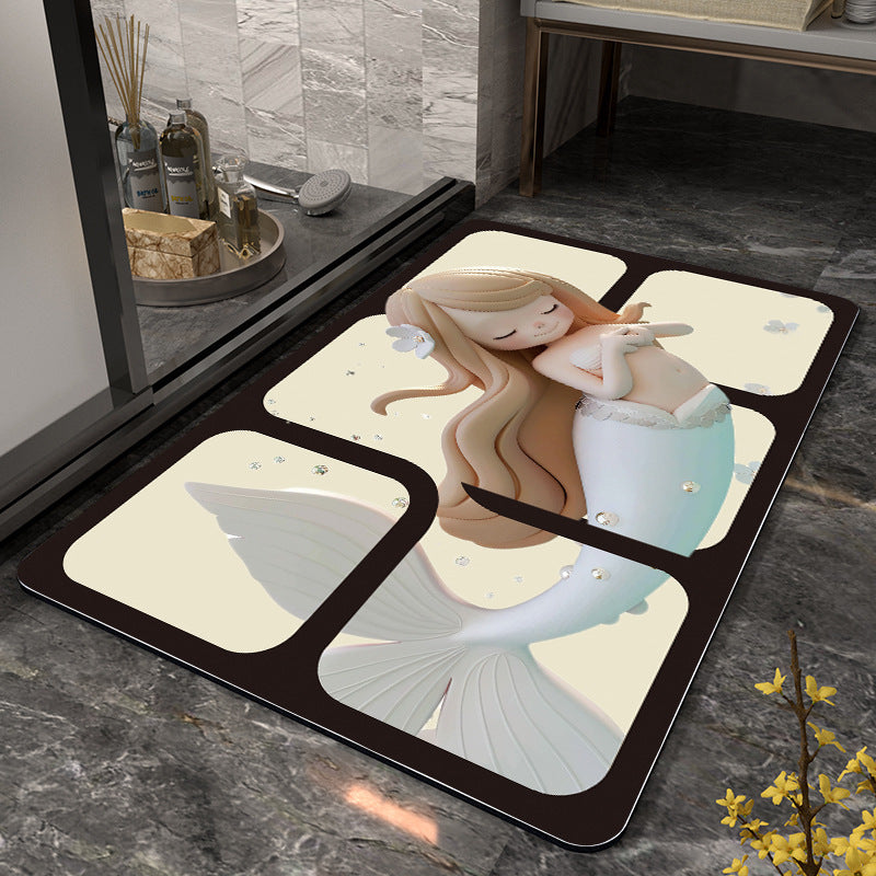 Mermaid-Themed Memory Foam Bath Mat Stornfield